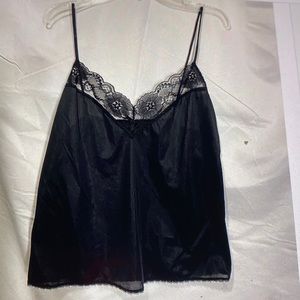 Y2K black cami Small semi sheer lace